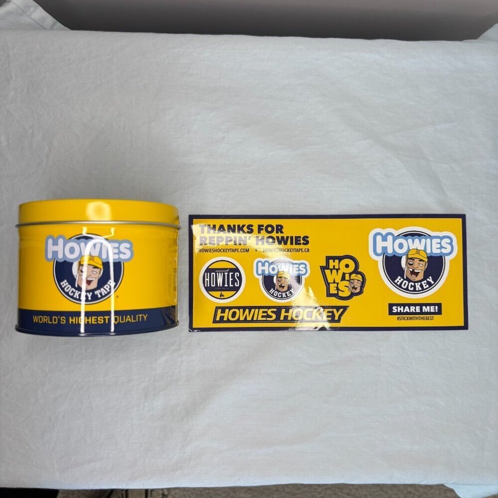 HOWIES HOCKEY TAPE CAN & STICKERS Tape not included Skate Ice Hockey Stick Tape